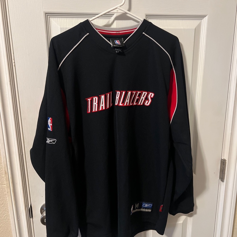 Vintage Game Issued ￼￼portland Trail Blazers Reebok Black Long Sleeve shirt